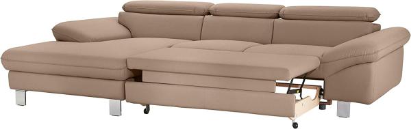 Mivano Ecksofa Driver mit Recamiere links, Ledercouch mit Bettfunktion und Bettkasten / Inkl. verstellbare Kopfstützen, 268 x 73 x 169, Kunstleder, Braun Bild 5
