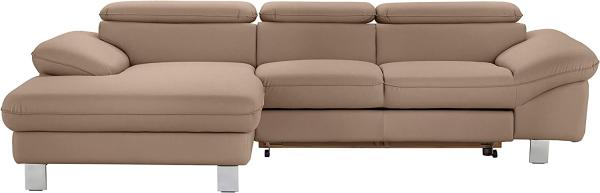Mivano Ecksofa Driver mit Recamiere links, Ledercouch mit Bettfunktion und Bettkasten / Inkl. verstellbare Kopfstützen, 268 x 73 x 169, Kunstleder, Braun Bild 3