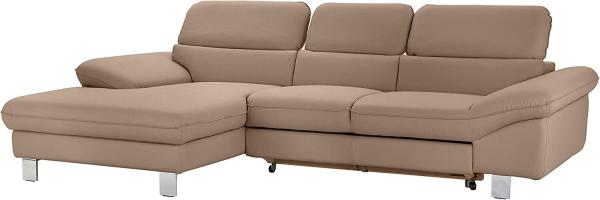 Mivano Ecksofa Driver mit Recamiere links, Ledercouch mit Bettfunktion und Bettkasten / Inkl. verstellbare Kopfstützen, 268 x 73 x 169, Kunstleder, Braun Bild 6