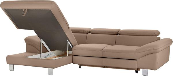 Mivano Ecksofa Driver mit Recamiere links, Ledercouch mit Bettfunktion und Bettkasten / Inkl. verstellbare Kopfstützen, 268 x 73 x 169, Kunstleder, Braun Bild 7