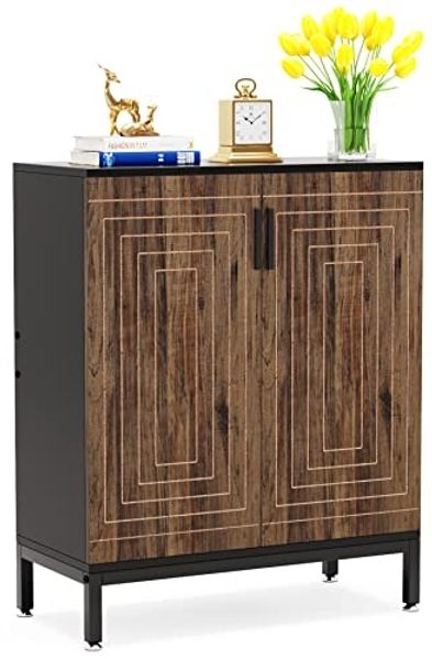 LITTLE TREE Schuhschrank mit Türen, Schuhaufbewahrungsschrank für 20 Paar Schuhe im Eingangsbereich, moderner Aufbewahrungsorganizer für Kleiderschrank, Wohnzimmer, Schlafzimmer (braun/schwarz)