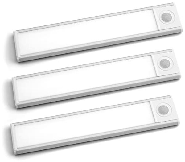 PRECORN Unterschrankleuchte 3er Set LED Schranklicht Lichtleiste 20cm USB-C wiederaufladbar silber