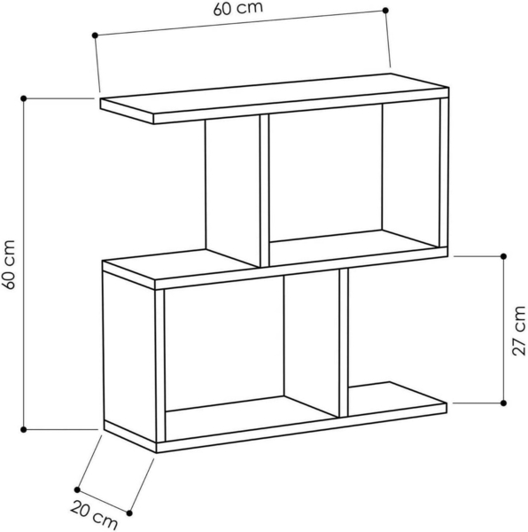 Dmora - Wohnzimmertisch Polyh, Niedriger Wohnzimmertisch, Kaffeeregal, Couchtisch für Sofa, 60x20h60 cm, Anthrazit Bild 3