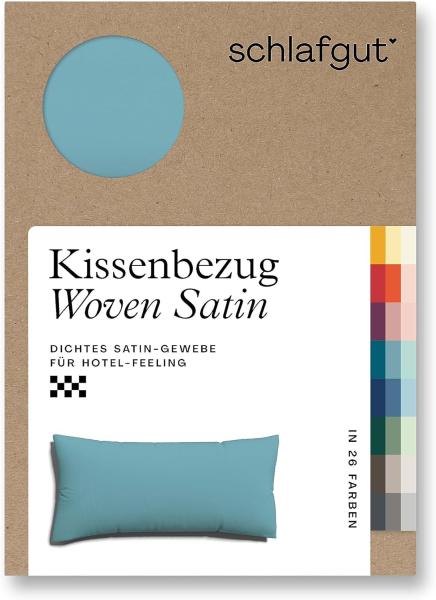 Schlafgut Woven Satin Bettwäsche|Kissenbezug einzeln 40x80 cm| petrol-mid