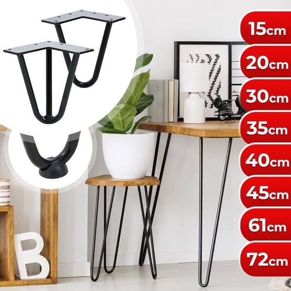 VENDOMNIA Tischbein Hairpin 4er Set, Metall, aus Stahl, 2 oder 3 Streben, Größenwahl, Haarnadel Möbelfüße,Hairpin Legs Tischgestell,Couchtisch, Schreibtisch Bild 7