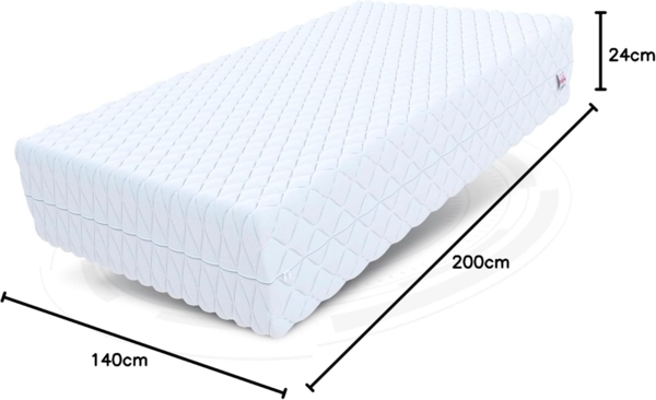FDM Matratze 140x200 cm Härtegrad H3 H4 Höhe 24 cm Kaltschaummatratze HR-Schaum Visco-Schaum 7 Komfortzonen mit Hypoallergenem Waschbarem Aloe Vera Bezug Oeko-Tex Lunera Max Double Bild 3