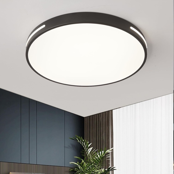 Natsen Deckenleuchte LED Deckenlampe, 96W, Voll dimmbar mit Fernbedienung, 3000K-6000K, Warmweiß bis kaltweiß, Rund Leuchte für Wohnzimmer, Gastzimmer, Büro (Schwarz 50x50x5cm)