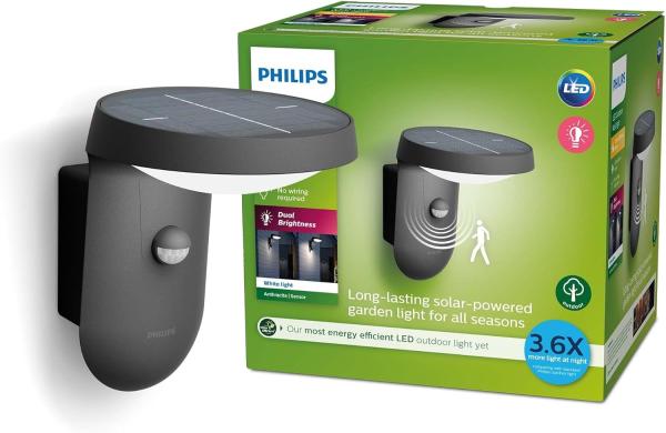 Philips Tyla ultraeffiziente Wandleuchte, solar, 1 x 1,2W, warmweiß, anthrazit