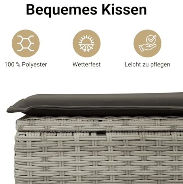 vidaXL 6-tlg. Garten-Sofagarnitur mit Kissen Hellgrau Poly Rattan 3252499 Bild 5
