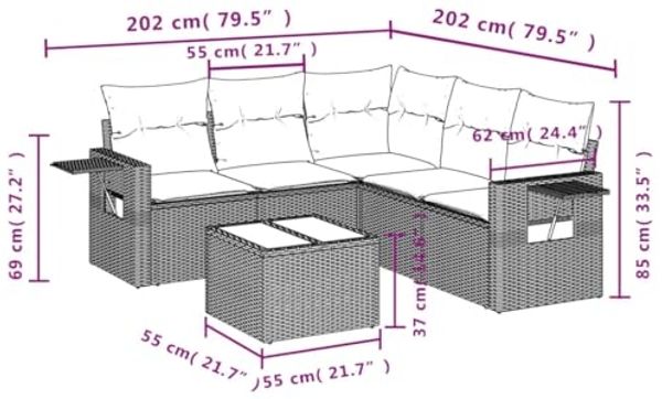 vidaXL 6-tlg. Garten-Sofagarnitur mit Kissen Hellgrau Poly Rattan 3252499 Bild 3