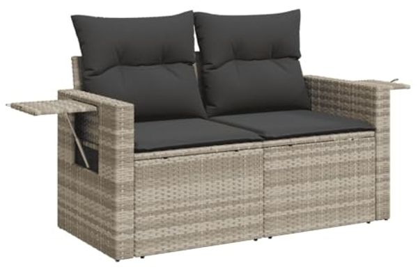 vidaXL 6-tlg. Garten-Sofagarnitur mit Kissen Hellgrau Poly Rattan 3252499 Bild 7