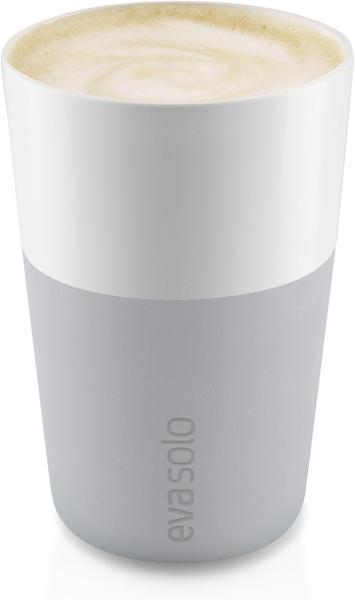 Eva Solo Caffé Latte-Becher, Milchkaffee, Kaffee, Caffétasse, Porzellan/Silikon, Marmor Grau, 360 ml, 2er Set, 501046