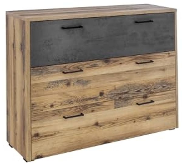 Schubkastenkommode >ALICANTE< 3 Schubladen, Alpine Lodge / Betonoxid - 120x89,4x38 (BxHxT)