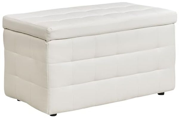 Hocker mit Stauraum Kunstleder weiß MICHIGAN
