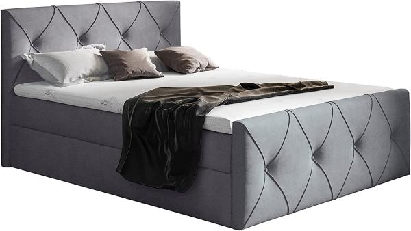 99rooms Arian Lux Boxspringbett Velours 180 x 200 cm Dunkelgrau