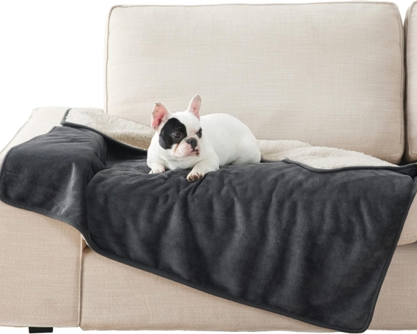 Lesure wasserdichte Hundedecke Grosse Hunde - 100x120 cm Outdoor Hundedecke waschbar, Hundedecke Sofaschutz aus Sherpa Fleece, Katzendecke flauschig und weich, Dunkelgrau
