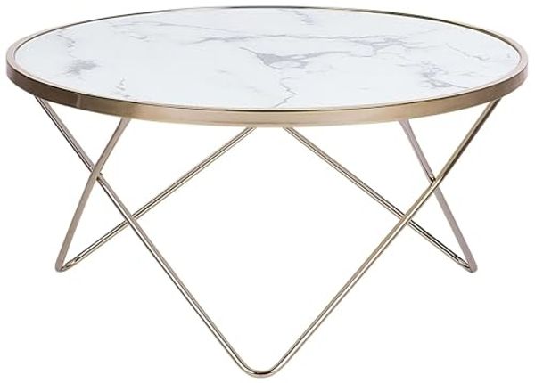 Beliani 'Meridian II' Couchtisch, Glas/Metall, Gold, 80 x 40 cm