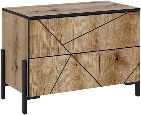 Nachttisch Hatto Eiche 78 x 55.2 cm mit 2 Schubladen Vicco