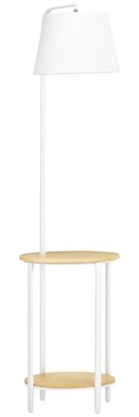 HOMCOM Stehlampe Stehleuchte mit Ablagen, Wohnzimmerlampe, Weiß 43x 39,5 x 162 cm