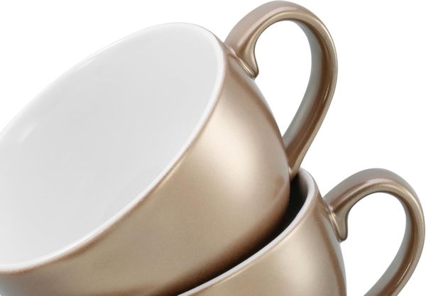 CreaTable, 24327, Serie Golden Days Weiß, 12-teiliges Geschirrset, Cappuccino Set aus Steinzeug Gold/Weiß Bild 2