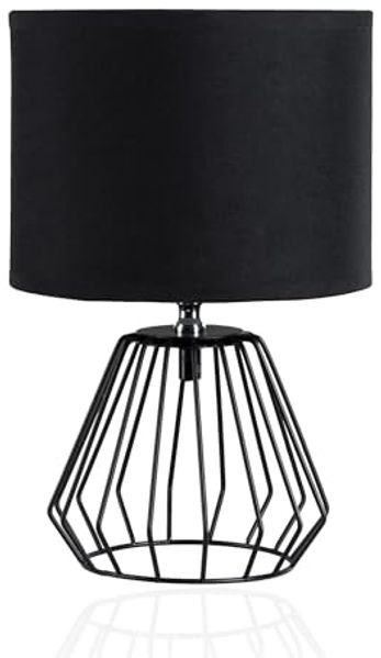 Pauleen Tischleuchte Shiny Diamond max20W 230V Stoffschirm, Schwarz, Draht, ohne Leuchtmittel, E27, Stoffschirm, Schwarz, Draht