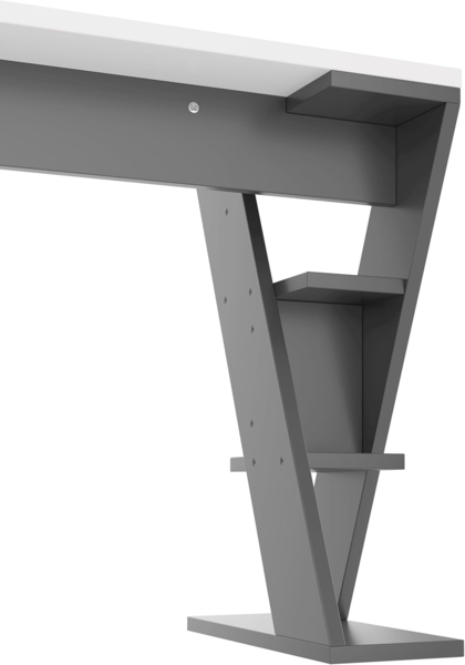 Ball & Cast Schreibtische (120 * 50 cm) mit X-förmiger Halterung, Einfacher Computertisch mit Sechs Lagerregal, Einfach & Zeitsparend Montierbar, Weiß + Grau Bild 9