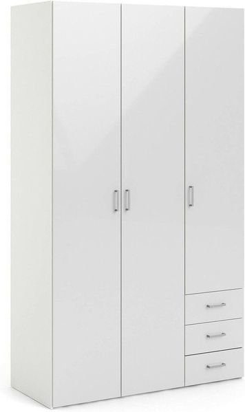 Dmora - Kleiderschrank 3 Türen Suzette, Schlafzimmermöbel, Schrank, Garderobe, 116x50 h200 cm, Weiß Bild 3