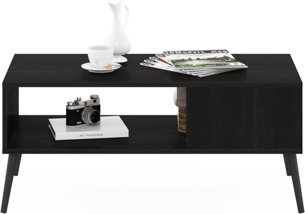 Furinno Mid Century Style Coffee Table with Wood Legs, Engineered, Espresso, 50. 01 (D) x 100 (W) x 45. 01 (H) cm Bild 4