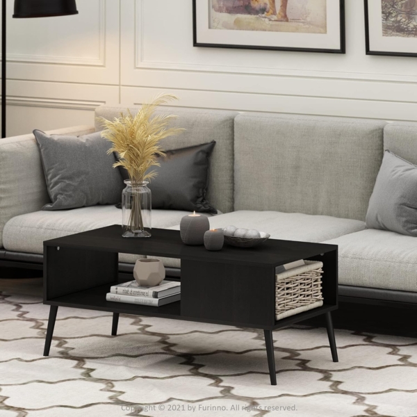 Furinno Mid Century Style Coffee Table with Wood Legs, Engineered, Espresso, 50. 01 (D) x 100 (W) x 45. 01 (H) cm Bild 2