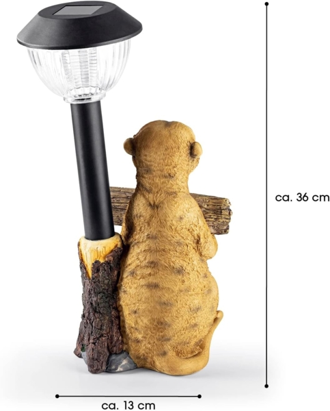 EASYmaxx Solar-LED Erdmännchen mit Laterne & Welcome-Schild | Kabellos mit automatischem Tageslichtsensor | Detailgetreu & handbemalt | Dekorativ für Garten, Balkon, Terrasse | 8 Stdn. Leuchtdauer Bild 7