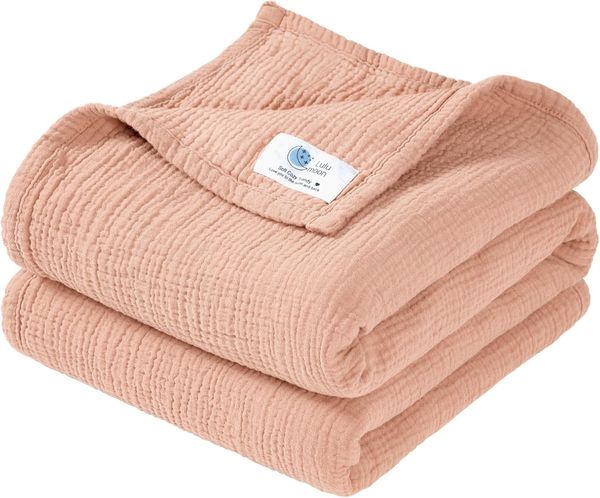 Lulu moon Musselin Decke Baby - Atmungsaktive Babydecke,Baby Decken Neugeborenen,Weiche Krabbeldecke für Kinder,Musselin Schlafdecken für Kleinkinder Mädchen Junge 120x120 cm (Rosa)