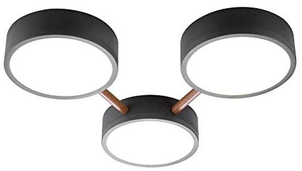 LED Deckenleuchte, schwarz, Holz-Optik, dimmbar, L 45 cm