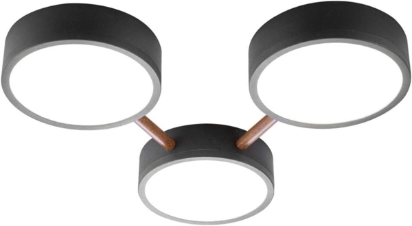 LED Deckenleuchte, schwarz, Holz-Optik, dimmbar, L 45 cm