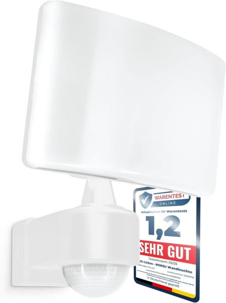 SSC-LUXon LED Außen-Wandleuchte NORSU Wandlampe Außen mit Bewegungsmelder hell schwenkbar 29W 230V, Neutralweiß
