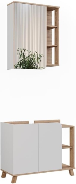 Badmöbel-Set Karen Sonoma/Weiß 2 Teile Vicco