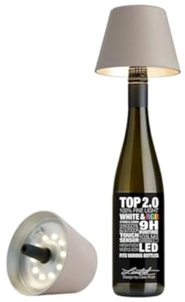 Sompex Flaschenleuchte TOP 2.0 LED RGBW mit Akku, Kunststoff Grau, Ø 12,5 x 11 cm