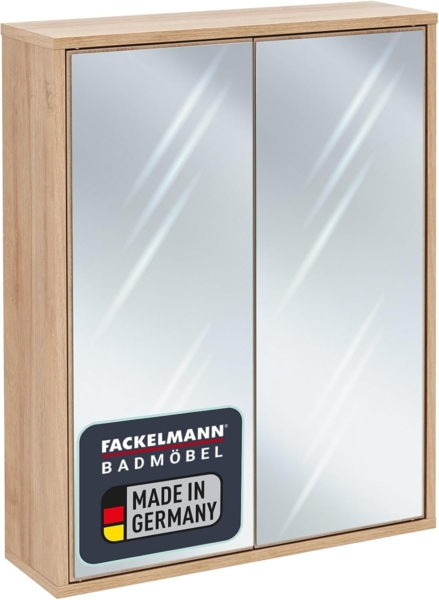 Fackelmann FINN Spiegelschrank 60 cm, Braun hell