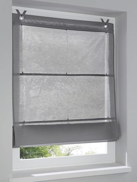 Kutti Raffrollo Kessy Bessy, mit Hakenaufhängung, ohne Bohren, freihängend, halbtransparent, Baumwolle, Polyester, Hakenaufhängung