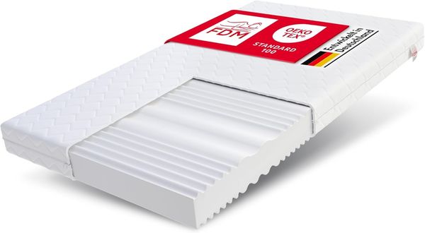FDM Matratze 100x200 cm Härtegrad H3 H4 Höhe 12 cm Kaltschaummatratze Doppelseitige Rollmatratze HR-Schaum 7 Komfortzonen mit Hypoallergenem Waschbarem Jersey Bezug Oeko-Tex Verdura
