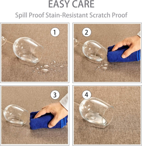 Mebakuk Rechteckige Tischdecke, Leinen, Bauernhaus-Tischdecke, wasserdicht, schrumpffrei, weich und knitterfrei, dekorativer Stoff, Tischdecke für Küche (Flachs, 152,4x264,2 cm (8–10 Sitze) Bild 4