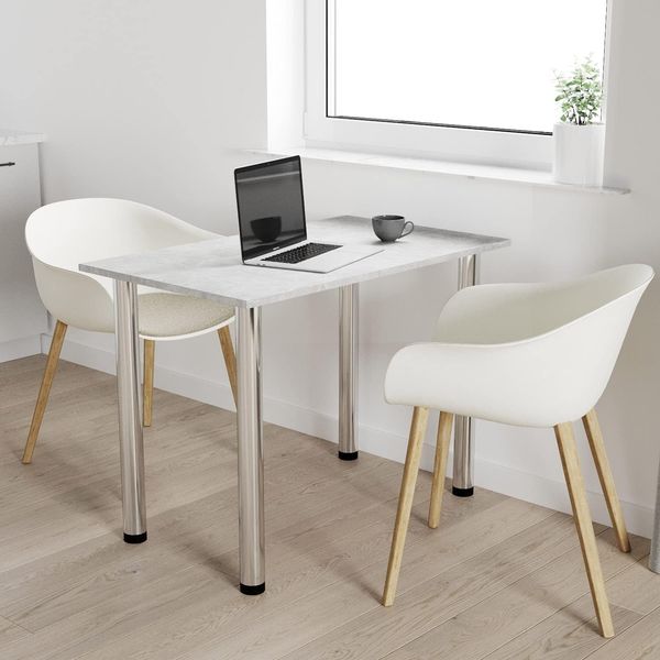 60x60 | Esszimmertisch - Esstisch - Tisch mit Chrombeinen - Küchentisch - Bürotisch | Beton