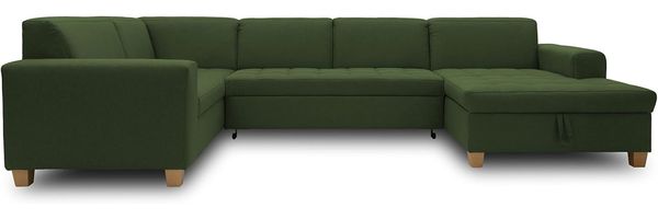 DOMO Collection Sugar Wohnlandschaft, Sofa, Couch, Polstergarnitur, Moderne U-Form, grün, 162 x 333 x 199 cm