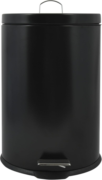 MSV Mülleimer 20 Liter Treteimer Abfalleimer Schwarz aus Metall schwarz