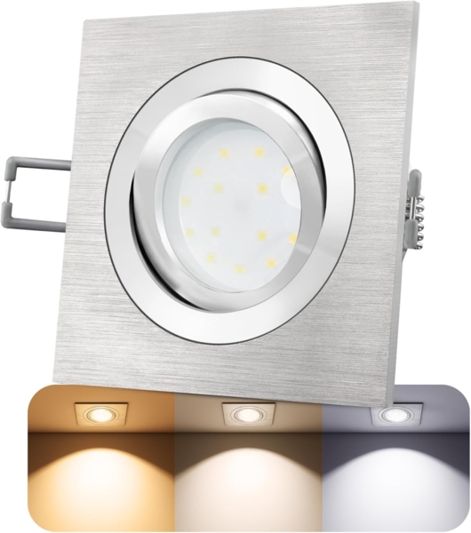 SSC-LUXon LED Einbaustrahler QF-2 Alu LED-Einbauspot flach schwenkbar mit LED-Modul 230V, 4W, Warmweiß