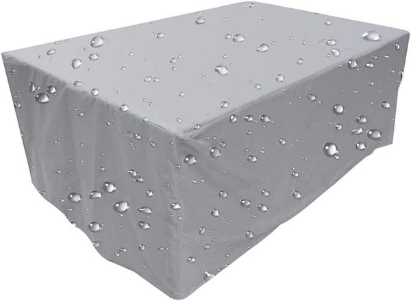 junxing Gartenmöbel Abdeckung, Wasserdicht, Winterfest, Atmungsaktiv, Rechteckig, UV-Schutz, Oxford-Gewebe, Silber Grau, 120x90x70cm,(47.2x35.4x27.6in)