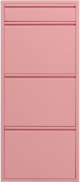 Kare Design Schuhschrank Caruso, Rosa, Stahl, mit 4 Klappen, Schuhablage für 6 Paar Schuhe, schmal, platzsparend, hoch, Schuhregal, Eingangsbereich, 115 x 50 x 15 cm (H/B/T)