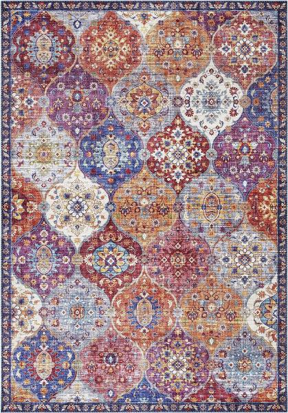 Kurzflor Teppich Kashmir Ghom Bunt - 120x160x0,7cm