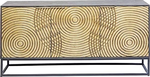 Kare Design Sideboard Circulo, Massivholz Sideboard, verziertes Sideboard groß, kunstvolles Sideboard, (H/B/T) 80 x 160 x 40 cm, Gold