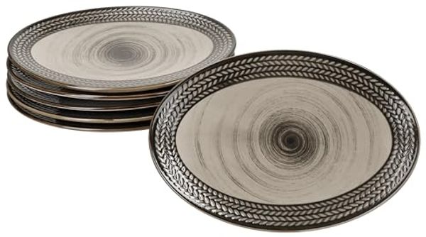 MÄSER Servierplatte Mäser Prospero 6x Platte oval 24,4cmx16,8cm braun Porzellan Relief, Porzellan