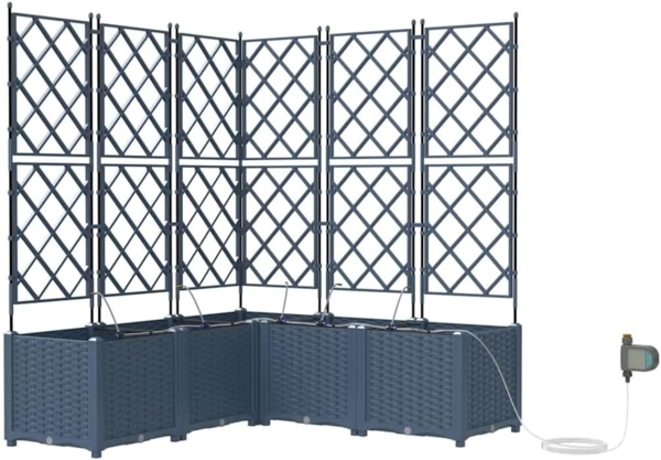 vidaXL Garten-Pflanzgefäß 3 pcs Grau 120 x 40 x 125,5 cm Stahl 42002862